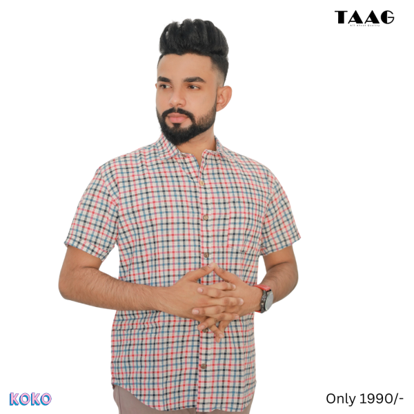 Premium Cotton Short  sleeve Check Design Shirt 0126